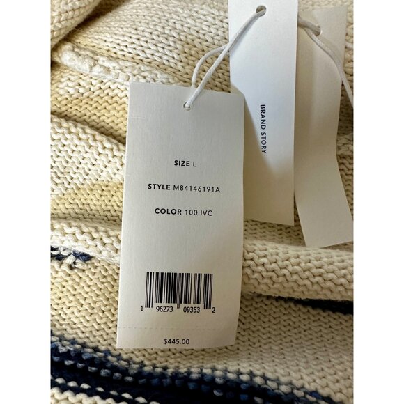 Vince Men’s Shawl Collar Textured Stripe Cardigan Sweater Ivory Navy L NWT $445 - Picture 8 of 10